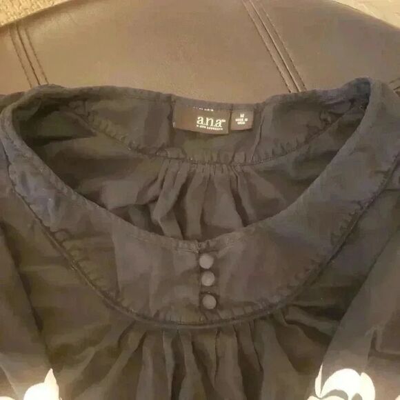 ANA Women's Black Cotton Tunic/Peasant Top - Picture 4 of 10